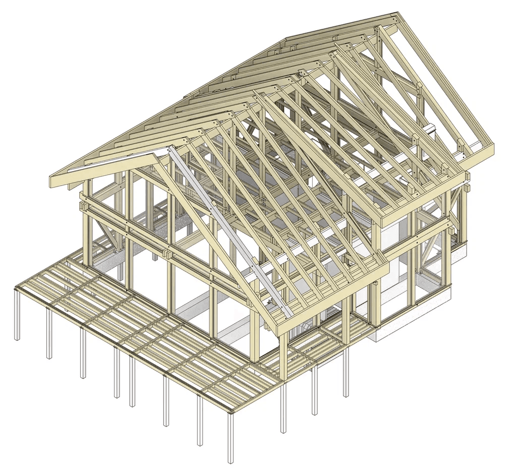 Технология timber frame в спроектированном доме фахверк